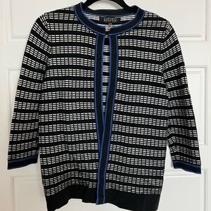 KASPER Women’s Black‎ and White Cardigan Size Small